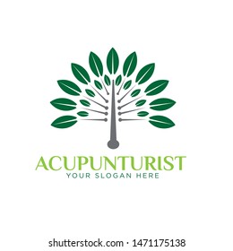 Acupuncture Icon Logo Design Tree