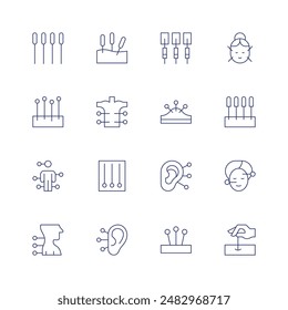 Acupuncture icon set. Thin line icon. Editable stroke. Containing acupuncture, electrotherapy, healthcareandmedical.