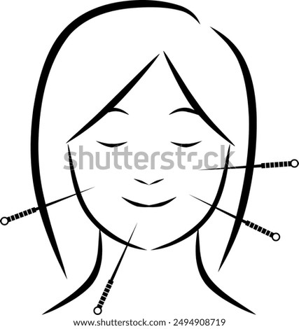 Acupuncture icon. Spa sign. Acupuncture needles symbol. flat style. ear acupuncture. facial slimming wellness knee acupuncture