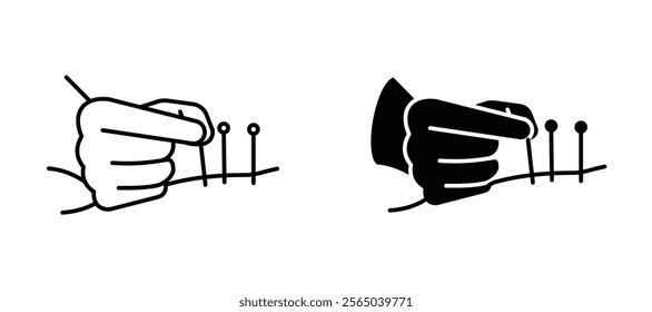 Acupuncture icons in outline and fill. vector illustration for ui.