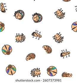acupuncture massage therapy vector seamless pattern thin line illustration