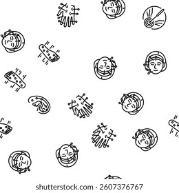 acupuncture massage therapy vector seamless pattern thin line illustration