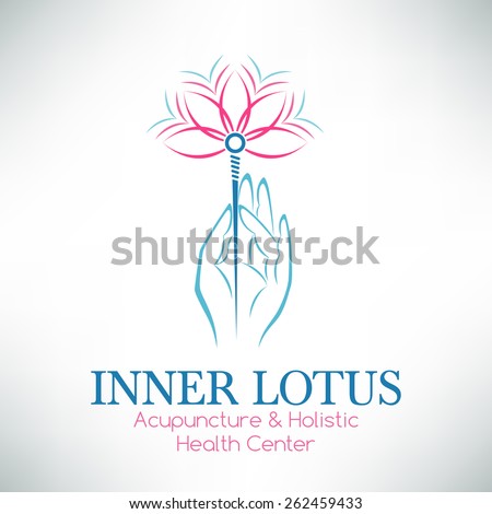 Acupuncture needle logo design. Holistic health center concept icon.