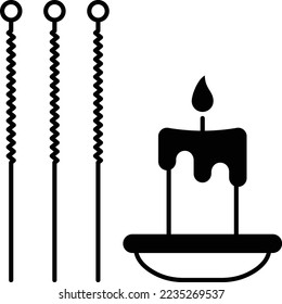Acupuncture Needles  and candle concept, Traditional Therapy vector icon design, beauty and personal care symbol, cosmetic dermatology sign, body aesthetics stock illustration 