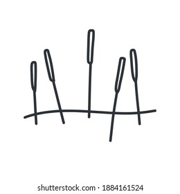 icono de doodle de agujas de acupuntura, ilustración vectorial