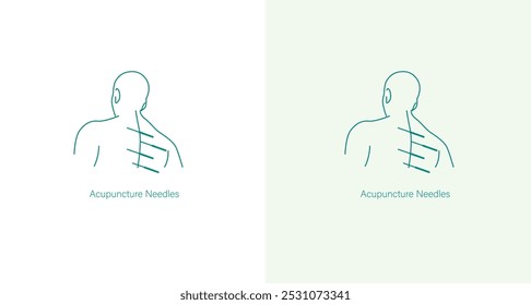 Icono del Vector de las agujas de la acupuntura para el alivio del dolor y el tratamiento de la salud