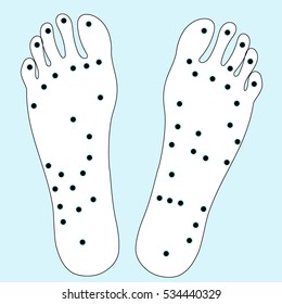 Acupuncture points on foots in Vector