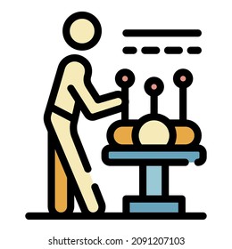 Acupuncture procedure icon. Outline acupuncture procedure vector icon color flat isolated