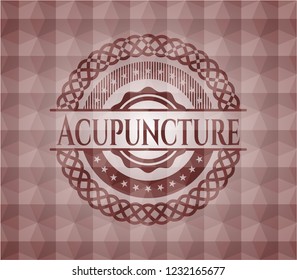 Acupuncture red emblem with geometric background. Seamless.