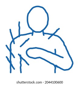 acupuncture shoulder sketch icon vector. Hand drawn blue doodle line art acupuncture shoulder sign. isolated symbol illustration