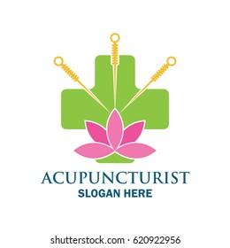 acupuncture therapy logo with text space for your slogan / tagline, vector illustration