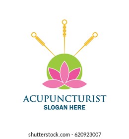 acupuncture therapy logo with text space for your slogan / tagline, vector illustration