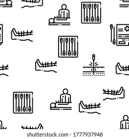 Acupuncture Therapy Seamless Pattern Vector Thin Line. Illustrations
