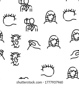 Terapia de Acupuntura Línea Delgada Vector De Patrón Sin Marea. Ilustraciones