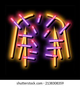 acupuncture throughout body neon light sign vector. Glowing bright icon acupuncture throughout body sign. transparent symbol illustration