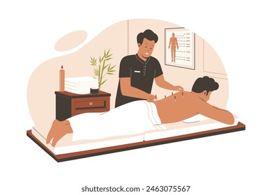 Acupuncture treatment concept, Alternative Medicine Concept. Flat illustration concept