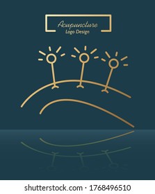 Acupuncture treatment needles logo line design