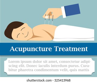 Acupuncture Treatment, Acupuncture Therapy in flat style