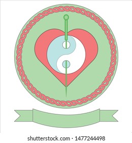 Acupuncture in Yin Yang on Heart Logo Paper Cut Design