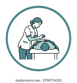 Acupuncturist performing traditional therapy on patient with health care medical procedure acupuncture treatment alternative medicine wellness