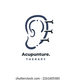 Acupunture therapy and wellness logo line icon design template vector illustration