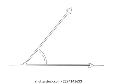 An acute angle of 45 degrees. Angles one-line drawing