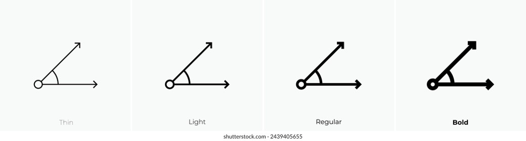 acute angle icon. Thin, Light Regular And Bold style design isolated on white background svg