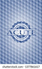 Acute blue emblem with geometric background.