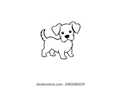 Acute dog silhouette vector art illustration