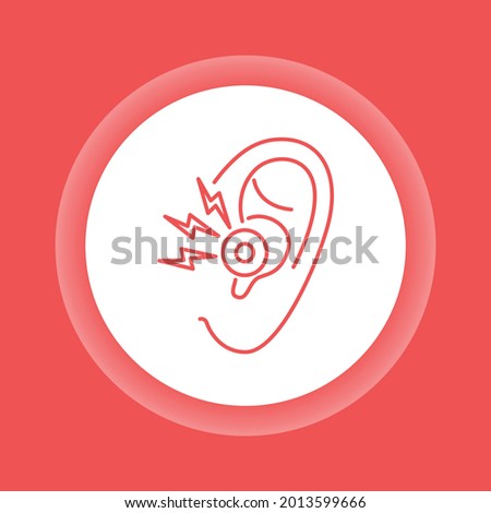 Acute ear pain color button icon. Otitis. inflammation. Isolated vector element. Outline pictogram for web page, mobile app, promo