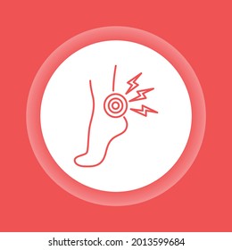 Acute Foot Pain Color Button Icon. Sprain, Injury. Isolated Vector Element. Outline Pictogram For Web Page, Mobile App, Promo