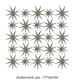 acute gray stars on a white background, abstract vector for decoration or card