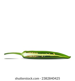 Acute and hot, nutritious and tasty chili pepper. Green hot chili peppers. Vector illustration. Spice ingredients in Mesh Tool technique.