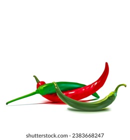 Acute and hot, nutritious and tasty chili pepper. Green hot chili peppers. Vector illustration. Spice ingredients in Mesh Tool technique. Red hot chili peppers.