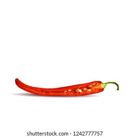 Acute and hot, nutritious and tasty chilli pepper. Symbols of fruits. Elements for label design. Vector illustration. Spices ingredients in triangulation technique. Chilli pepper low poly.