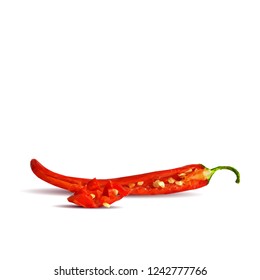 Acute and hot, nutritious and tasty chilli pepper. Symbols of fruits. Elements for label design. Vector illustration. Spices ingredients in triangulation technique. Chilli pepper low poly.
