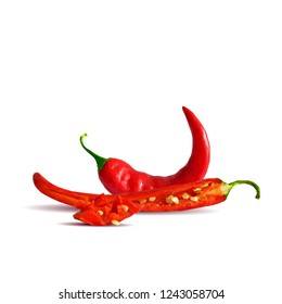 Acute and hot, nutritious and tasty chilli pepper. Symbols of fruits. Elements for label design. Vector illustration. Spices ingredients in triangulation technique. Chilli pepper low poly.