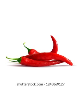 Acute and hot, nutritious and tasty chilli pepper. Symbols of fruits. Elements for label design. Vector illustration. Spices ingredients in triangulation technique. Chilli pepper low poly.
