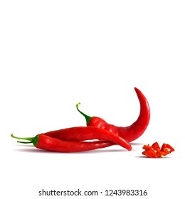 Acute and hot, nutritious and tasty chilli pepper. Symbols of fruits. Elements for label design. Vector illustration. Spices ingredients in triangulation technique. Chilli pepper low poly.
