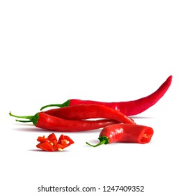 Acute and hot, nutritious and tasty chilli pepper. Symbols of fruits. Elements for label design. Vector illustration. Spices ingredients in triangulation technique. Chilli pepper low poly.