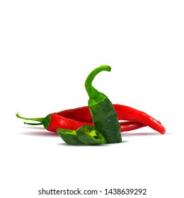 Acute and hot, nutritious and tasty chilli pepper. Symbols of fruits. Elements for label design. Vector illustration. Spices ingredients in triangulation technique. Chilli pepper low poly.