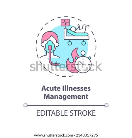 Acute illnesses management concept icon. Child injury. Operating room. Pain relief. Rapid response. Urgent care abstract idea thin line illustration. Isolated outline drawing. Editable stroke