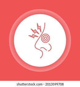 Acute nose pain color button icon. Runny nose health problem. Sign for web page, mobile app, banner