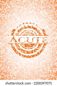 Emblema de mosaico agudo de color naranja con fondo 