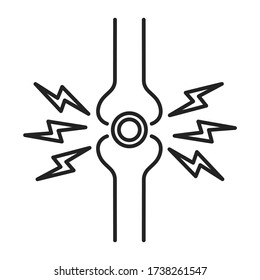 Acute pain bone black line icon. Isolated vector element. Outline pictogram for web page, mobile app, promo.