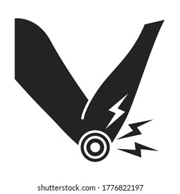 Acute pain elbow joint black glyph icon. Sprain injury or arthritis. Isolated vector element. Outline pictogram for web page, mobile app, promo.