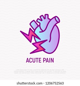 Acute Pain In Heart Thin Line Icon. Modern Vector Illustration Of Symptom Heart Attack.