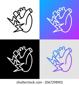 Acute pain in heart thin line icon. Modern vector illustration of symptom heart attack.