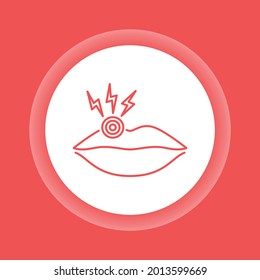 Acute pain lips color button icon. Infectious disease herpes. Isolated vector element. Outline pictogram for web page, mobile app, promo.