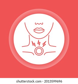 Acute sore throat color button icon. Inflammation larynx. Health problem. Sign for web page, mobile app, banner.